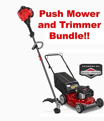 View Self Propelled Mower and Trimmer Bundle